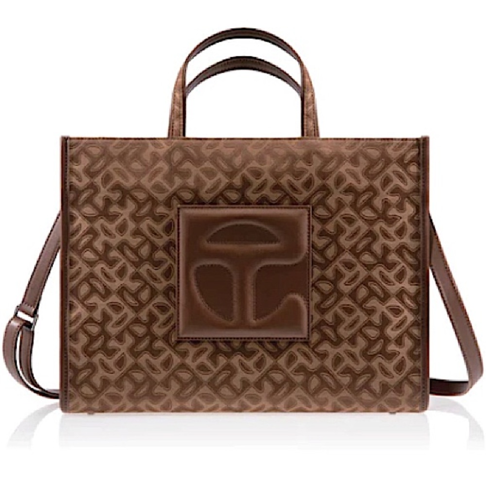 TELFAR Medium Jacquard Shopper Tote Crossbody Bag - Tan Monogram NEW DROP!